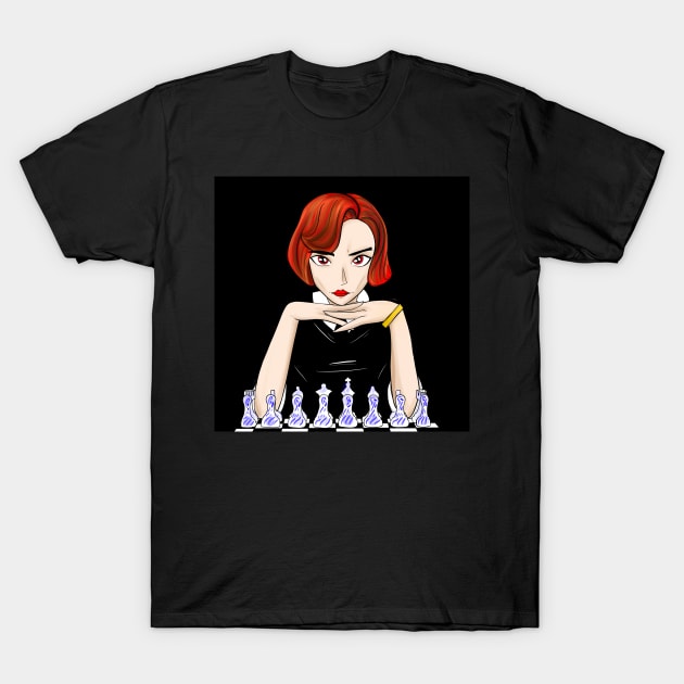 Beth the queen’s gambit in chessmaster Beth harmon in black T-Shirt by jorge_lebeau